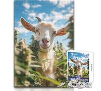 Puzzle da 1000 pezzi per adolescenti, Capra curiosa nel verde, Bellissimo gioco di design, Difficile, Opera d'arte, Regalo, Dimensioni 50x75cm