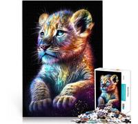 Puzzle da 1000 pezzi per adolescenti Carino cucciolo di leone arcobaleno Rompicapo con pezzi completamente interconnessi di forma casuale 38x52cm