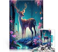 Puzzle da 1000 pezzi per adolescenti carino fiore di cervo Gioco di famiglia antistress sfida difficile Migliorare l'amore tra le coppie 38x26cm