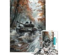 Puzzle da 1000 pezzi per adolescenti carri armati che attraversano il fiume puzzle per adulti giocattolo antistress sfida educativa difficile (dimensioni 38x26cm)