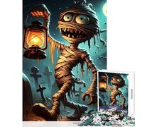 Puzzle da 1000 pezzi per adolescenti cartone animato mummia con lanterna nel cimitero decorazione per la casa giocattoli regalo di compleanno gioco pratico interazione genitore-figlio 38x26cm