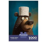 Puzzle Da 1000 Pezzi Per Adolescenti Cartoon Bear with Hat Puzzle Per Adulti Giochi Rilassanti Perfetto Per Decorare E Fare Regali A Tutta La Famiglia 70x50cm/1000pcs