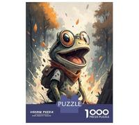 Puzzle Da 1000 Pezzi Per Adolescenti Cartoon Frog with Backpack And Glasses Puzzle Per Adulti Giochi Divertenti Ma Divertenti E Umoristici Regali Unici Per Compleanno E Natale 70x50cm/1000pcs