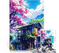 Puzzle da 1000 pezzi per adolescenti Casa dei ciliegi in fiore giapponesi Giochi di relax Attività divertenti a casa, regali di compleanno, regali di viaggio, 38x26cm