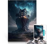 Puzzle da 1000 pezzi per adolescenti Casa su una scogliera Gioco di famiglia antistress sfida difficile Lista dei desideri con Babbo Natale 38x26cm