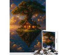 Puzzle da 1000 pezzi per adolescenti casa sull'isola galleggiante con luci luminose decorazione per la casa giocattoli regali per donne e uomini gioco impossibile collezione di artisti belle arti