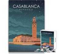 Puzzle da 1000 pezzi per adolescenti Casablanca Travel Poster Gioco educativo per famiglie Regalo di compleanno Opera d'arte Dimensioni 38x26cm