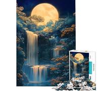 Puzzle da 1000 pezzi per adolescenti cascata al chiaro di luna estetica notturna oro stimola l'esercizio mentale regalo per donne giochi per famiglie dai 14 anni in su gioco di puzzle offerto 50x75cm