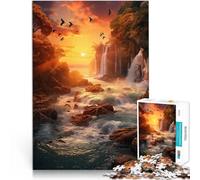 Puzzle da 1000 pezzi per adolescenti cascata al tramonto Giocattoli educativi per l'apprendimento Giochi per famiglie Un'opera d'arte 38x26cm