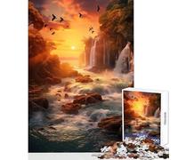 Puzzle da 1000 pezzi per adolescenti Cascata al tramonto Giocattoli fai da te Regali per donne Uomini Gioco pratico Migliora l'amore tra coppie Dimensioni 38x52cm