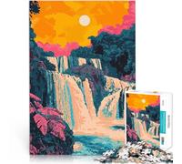 Puzzle da 1000 pezzi per adolescenti Cascata al tramonto in Thailandia, arte minimalista apprendimento educativo gioco di sfida unico 38x26cm