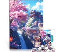 Puzzle da 1000 pezzi per adolescenti Cascata del villaggio giapponese Giochi divertenti Attività divertenti a casa, regali di compleanno, regali di viaggio, 75x50cm