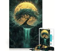 Puzzle da 1000 pezzi per adolescenti,cascata di bonsai,oro,giada,con giunture lisce,divertente,gioco di logica,regalo rilassante,arte per il tempo libero natalizio 38x26cm