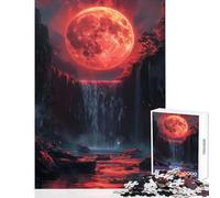 Puzzle da 1000 pezzi per adolescenti cascata di luna di sangue giocattolo educativo ottimi regali e giocattoli gioco rompicapo allena il tuo cervello e le tue mani dimensioni 38x26cm