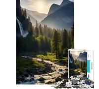 Puzzle da 1000 pezzi per adolescenti cascata di mezzogiorno nella foresta gioco interattivo educativo sfida regalo per donne e uomini decorazione per la casa (dimensioni 38x26cm)