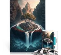 Puzzle da 1000 pezzi per adolescenti cascata futuristica Antistress Vacanza in patria Uccidere il tempo con poster abbinato e foglio di quiz 38x26cm