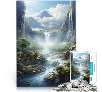 Puzzle da 1000 pezzi per adolescenti Cascata nella natura della foresta Giochi educativi con pezzi completamente interconnessi di forma casuale 38x26cm
