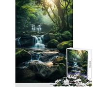 Puzzle da 1000 pezzi per adolescenti Cascata nella natura verde Giocattolo educativo Ottimo regalo Gioco rompicapo Collezione di artisti Belle arti Dimensioni 38x52cm