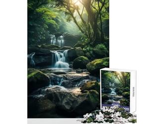 Puzzle da 1000 pezzi per adolescenti Cascata nella natura verde Giocattolo educativo Ottimo regalo Gioco rompicapo Collezione di artisti Belle arti Dimensioni 38x52cm