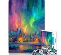 Puzzle da 1000 pezzi per adolescenti "Case sotto l'aurora" da 1000 pezzi per adolescenti, Relax Games è l'ideale come regalo per tutta la famiglia, 26x38cm