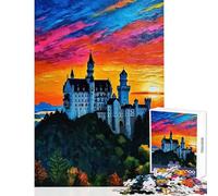 Puzzle da 1000 pezzi per adolescenti Castello di Neuschwanstein Tramonto Decorazione per la casa Giocattoli Regali per donne Uomini Giochi divertenti Sfida educativa Dimensioni 50x75cm
