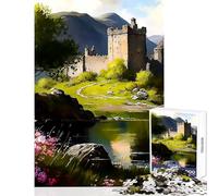 Puzzle da 1000 pezzi per adolescenti Castello sulla montagna Giocattolo Decorazione da parete Opera d'arte Regalo Gioco pratico Aiuta il cervello Esercita Dimensioni 38x52cm