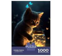 Puzzle Da 1000 Pezzi Per Adolescenti Cat Butterflies And Jar Puzzle Per Adulti Gioco Pratico Decorazione Murale Regali Per Amici E Familiari 52x38cm/1000pcs