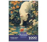 Puzzle Da 1000 Pezzi Per Adolescenti Cat by The Koi Fish Pond Puzzle Per Adulti Gioco Rompicapo Decorazione Perfetta Per È Ideale Come Regalo 52x38cm/1000pcs
