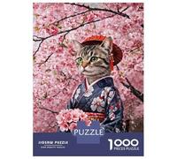 Puzzle Da 1000 Pezzi Per Adolescenti Cat in Kimono with Cherry Blossoms Puzzle Per Adulti Giochi Rilassanti Analisi E Logica Regali Di Natale E Compleanno 38x26cm/1000pcs