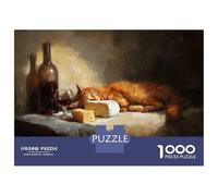 Puzzle Da 1000 Pezzi Per Adolescenti Cat Nap with Wine And Cheese Puzzle Per Adulti Giocattoli Antistress Migliorano La Memoria Regali Di Compleanno E Unici 38x26cm/1000pcs