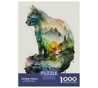 Puzzle Da 1000 Pezzi Per Adolescenti Cat Nature Watercolors Puzzle Per Adulti Giochi Divertenti Decorazione Murale Regali Unici Per Compleanno E Natale 38x26cm/1000pcs