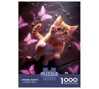 Puzzle Da 1000 Pezzi Per Adolescenti Cat Pink Butterflies Puzzle Giochi Rilassanti Ma Divertenti E Spiritosi Regalo Di Compleanno, Regali, 52x38cm/1000pcs