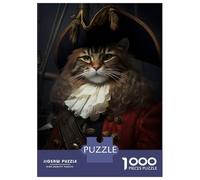 Puzzle Da 1000 Pezzi Per Adolescenti Cat Pirate in A Hat Puzzle Per Adulti Giocattoli Fai Da Te Decorazione Per La Casa Offerta Come Regalo Per Tutta La Famiglia 38x26cm/1000pcs