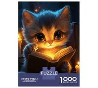 Puzzle Da 1000 Pezzi Per Adolescenti Cat Reading by Candlelight Puzzle Per Adulti Giocattolo Decorazione Da Parete Analisi E Logica Aiutano L'esercizio Del Cervello 52x38cm/1000pcs