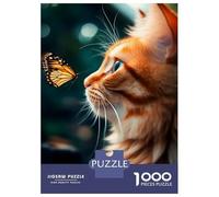 Puzzle Da 1000 Pezzi Per Adolescenti Cat with Butterfly Puzzle Per Adulti Giocattoli Antistress Analisi E Logica Regalo Di Compleanno, Regali, 38x26cm/1000pcs