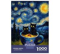 Puzzle Da 1000 Pezzi Per Adolescenti Cats in A Cup Starry Night Puzzle Per Adolescenti Giocattoli Antistress Regalo Di Compleanno, Natale 52x38cm/1000pcs