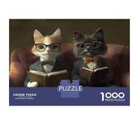 Puzzle Da 1000 Pezzi Per Adolescenti Cats Reading Books on Couch Puzzle Per Adulti Giochi Rilassanti Analisi E Logica Regali Unici Per Compleanno E Natale 38x26cm/1000pcs