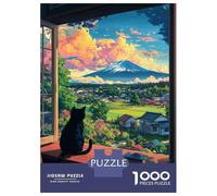 Puzzle Da 1000 Pezzi Per Adolescenti Cat's View of Mount Fuji Puzzle Per Adulti Gioco Rompicapo Difficile Divertente Attività A Casa 70x50cm/1000pcs