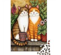 Puzzle Da 1000 Pezzi Per Adolescenti Cats with Plants And Mug Puzzle Per Adulti Giocattolo Decorazione Da Parete Arte Da Parete Offerta Come Regalo Per Tutta La Famiglia 70x50cm/1000pcs