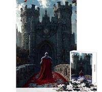 Puzzle da 1000 pezzi per adolescenti Cavaliere all'ingresso del castello con mantello rosso Decorazione per la casa Giocattoli Idee regalo Gioco rompicapo con poster abbinato e foglio di quiz 50x75cm