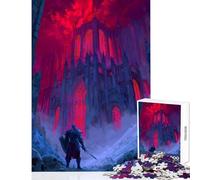 Puzzle da 1000 pezzi per adolescenti Cavaliere che affronta la cattedrale gotica oscura Giocattoli antistress Ottimi regali e giocattoli Gioco rompicapo Allena il tuo cervello e le tue mani 38x52cm