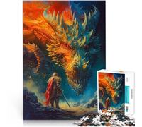 Puzzle da 1000 pezzi per adolescenti Cavaliere contro Drago Giocattolo educativo per l'apprendimento Migliorare l'amore tra le coppie 75x50cm