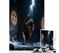 Puzzle da 1000 pezzi per adolescenti Cavaliere corazzato nella grotta ghiacciata Giocattolo educativo Regalo di compleanno per gioco educativo Sfida educativa Dimensioni 50x75cm