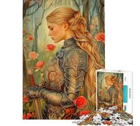 Puzzle da 1000 pezzi per adolescenti cavaliere femminile in un roseto rompicapo per adulti sfida impegnativa regalo per amici e familiari (dimensioni 38x26cm)