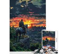 Puzzle da 1000 pezzi per adolescenti Cavaliere post-apocalittico che domina la città al tramonto Giocattoli antistress Ottimi regali e giocattoli Gioco rompicapo Allena il tuo cervello e le tue mani