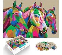 Puzzle da 1000 pezzi per adolescenti Cavalli colorati nella pop art Attività per famiglie Attività divertenti a casa, regali di compleanno, regali di viaggio, 75x50cm