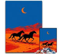 Puzzle da 1000 pezzi per adolescenti Cavalli nel deserto Puzzle in legno Giochi Giocattoli Regalo, Migliora l'amore tra coppie per età 14+ 50X75CM