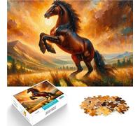 Puzzle da 1000 pezzi per adolescenti Cavallo al tramonto dorato Giochi educativi Decorazione della casa Gioco educativo per compleanno e Natale 38x26cm