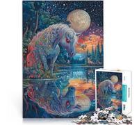 Puzzle da 1000 pezzi per adolescenti cavallo dagli occhi rossi Per il divertimento in famiglia con poster abbinato e foglio di quiz 38x26cm