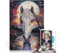 Puzzle da 1000 pezzi per adolescenti cavallo dagli occhi rossi Vacanza a casa: uccidere il tempo con poster abbinato e foglio di quiz 38x26cm